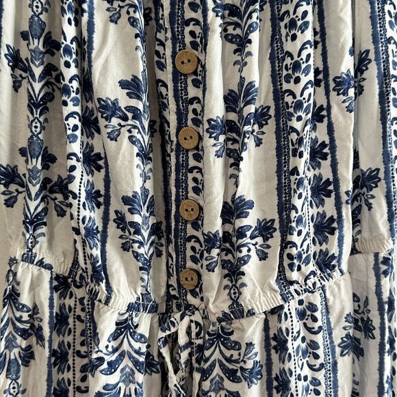 New Look High Low Ruffle‎ Peasant Maxi Dress Size M Cottagecore Boho Western - Picture 4 of 8